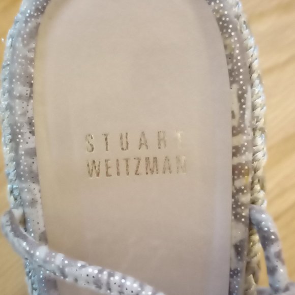 REDUCED! Stuart Weitzman Gold Wedge Lace-up Shoes size 9.5 Barely worn Like NEW - Picture 5 of 6